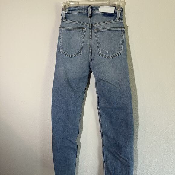 Re/Done Jeans 70s Stovepipe Raw Hem Sz 25 Indie Hipster Stretchy Straight Button - Picture 10 of 10